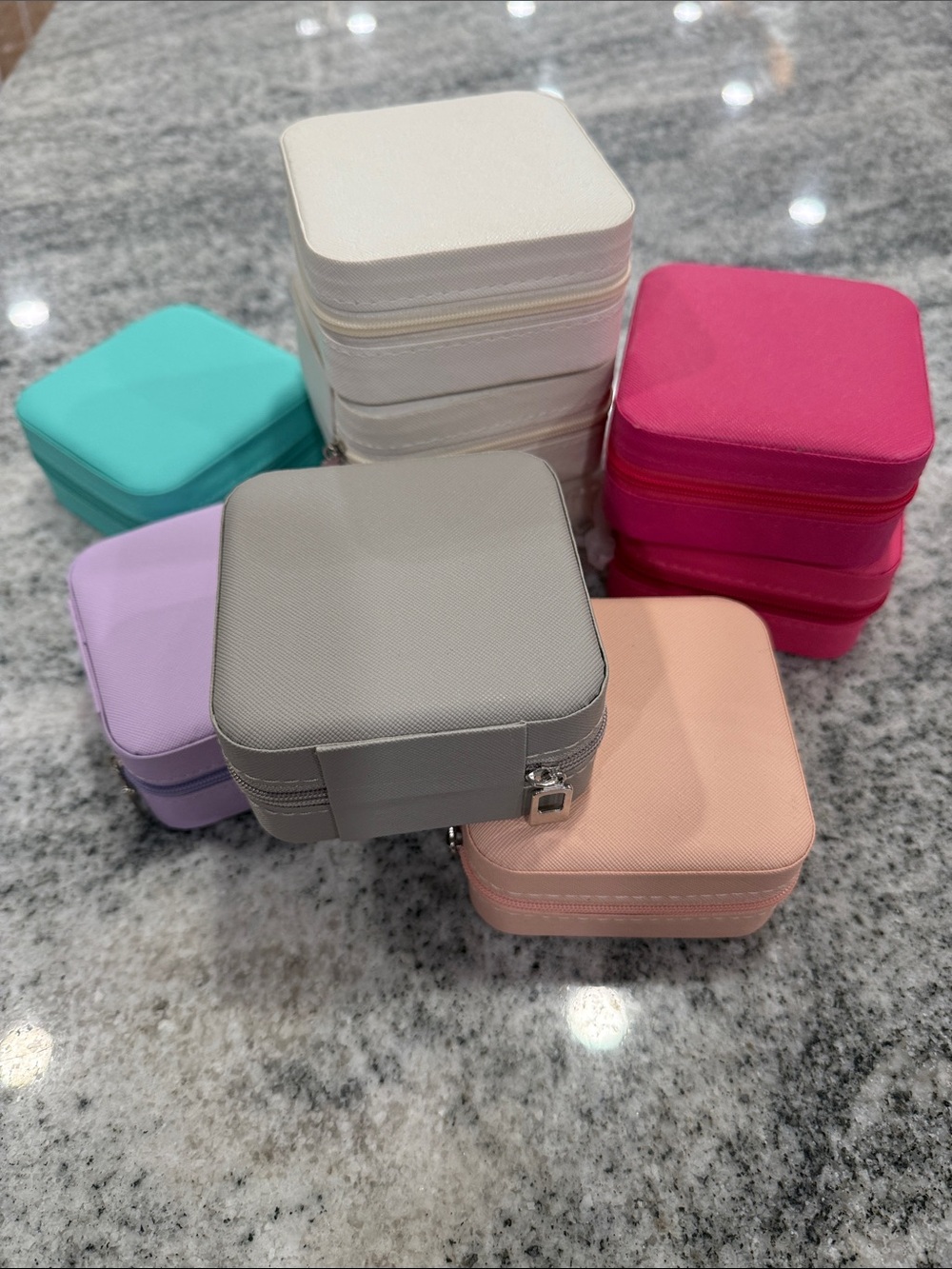 Compact Square Jewelry Travel Cases - Assorted Pastel & Bright Colors